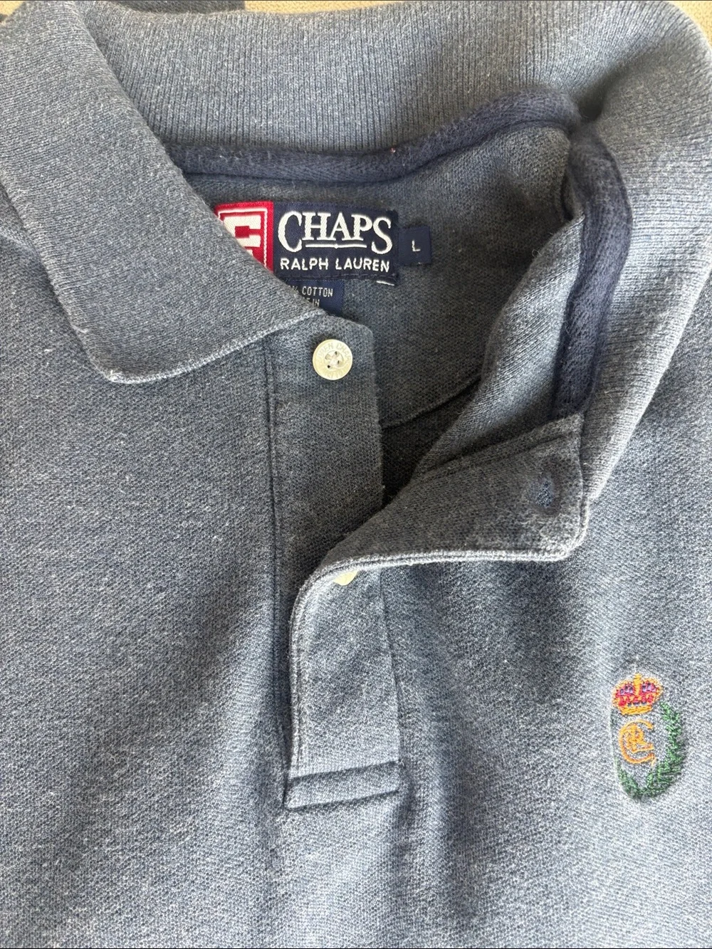 Ralph Lauren Chaps Navy Heather Polo with Embroidered Crest